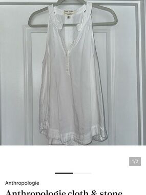 cloth & stone White Sleeveless Henley Tank Top